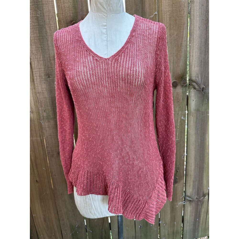 EILEEN FISHER  ASYMMETRICAL Lacy Knit SWEATER PL